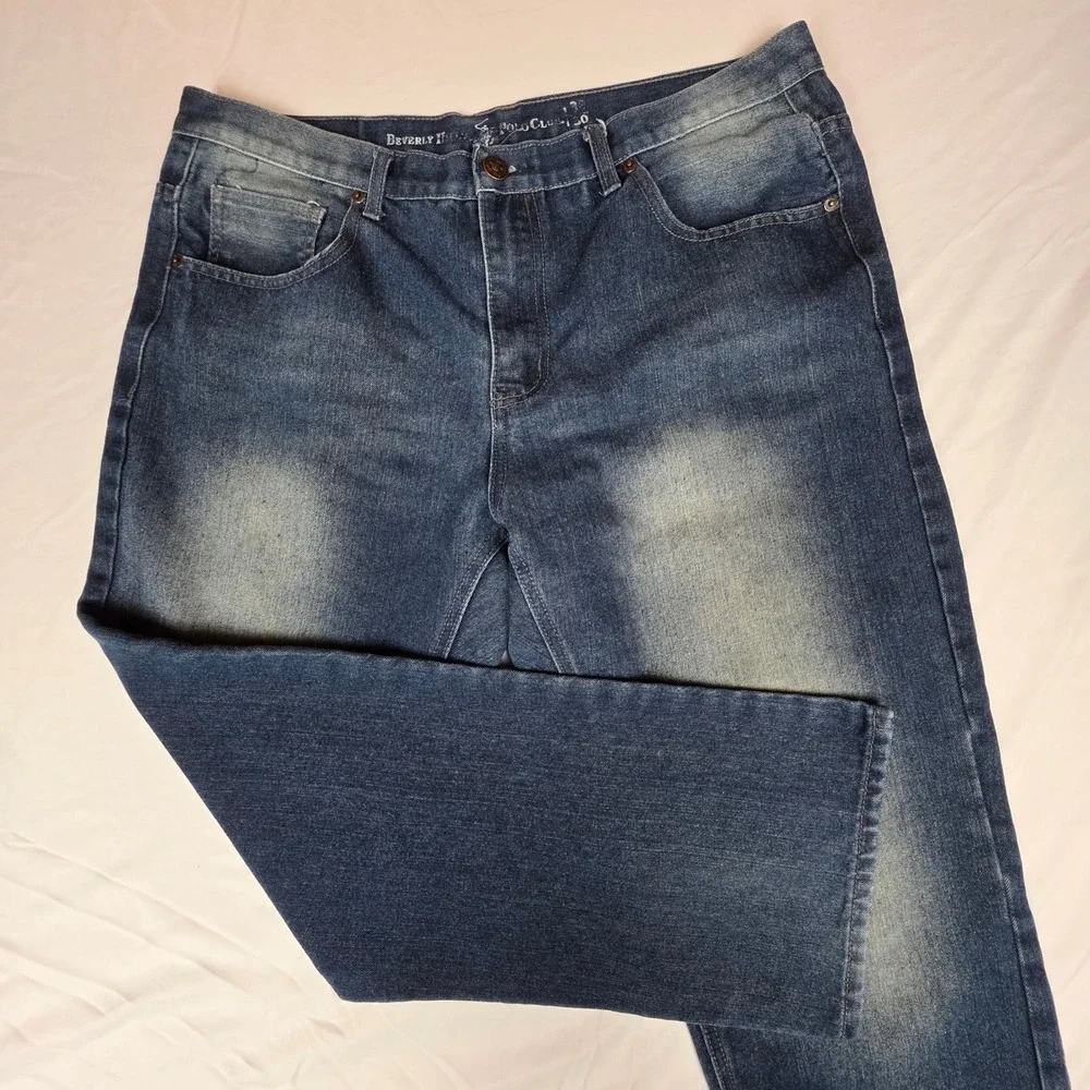 Beverly Hills Polo Club Mens Straight Leg Jeans Dark Wash Blue Denim 36x29